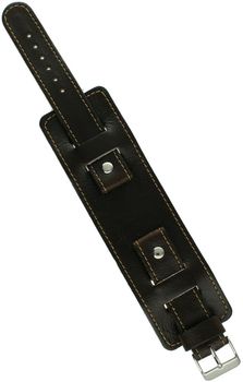 Stylowy skórzany pasek do zegarka z podkładką, kolor brązowy z żółtym obszyciem. Długość 25,5 cm, szerokość 4,5 cm, mocowanie 20 mm. Komfortowy i elegancki dodatek do zegarka.1.jpg